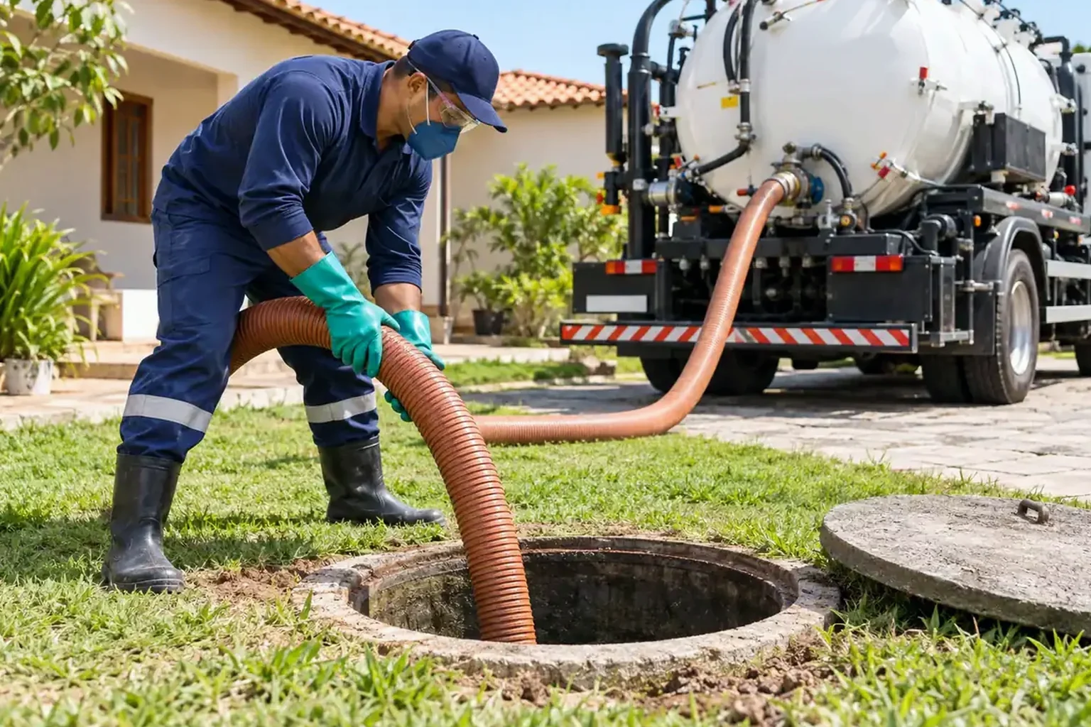 Equipamento de hidrojateamento em ação em Itacoatiara.